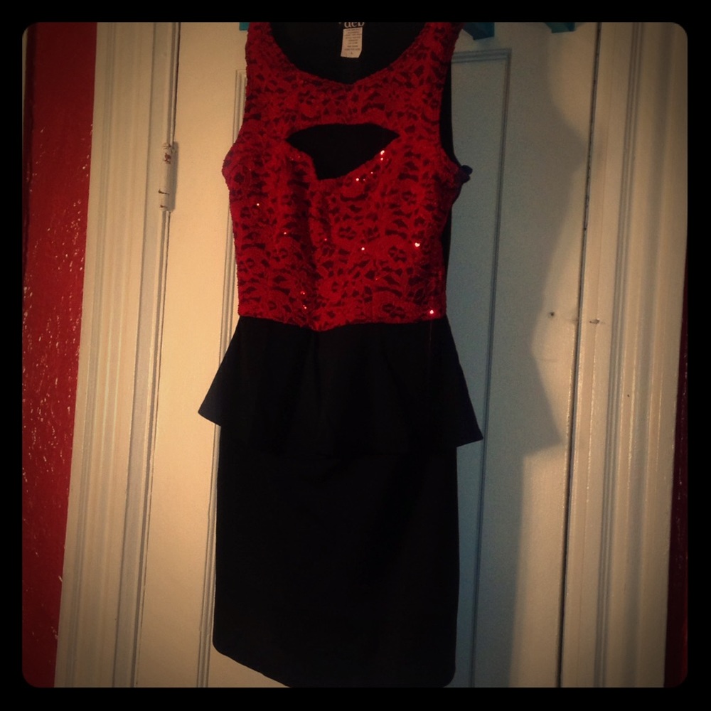Brand New, Black and red Peplum dress